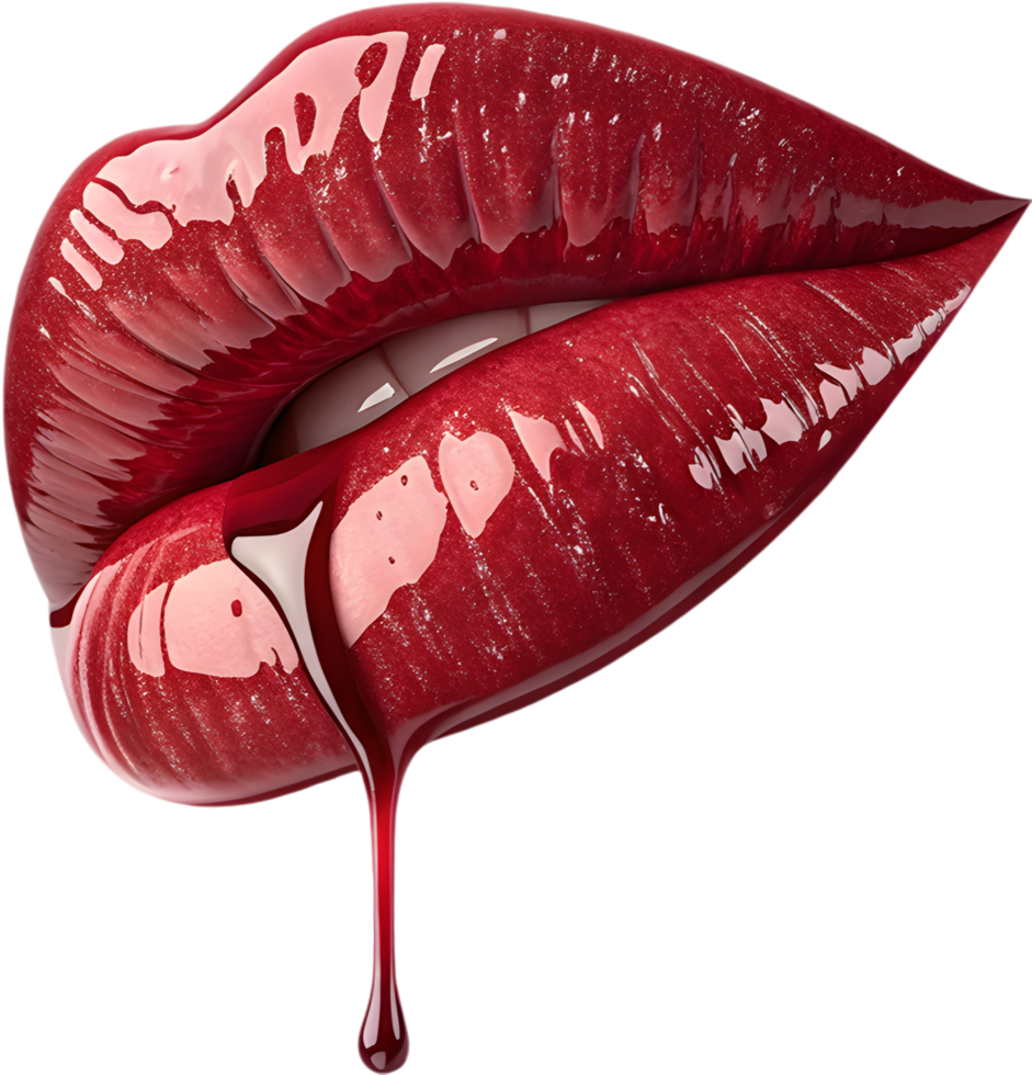 A vibrant, bleeding lip expresses profound romantic emotions. . png