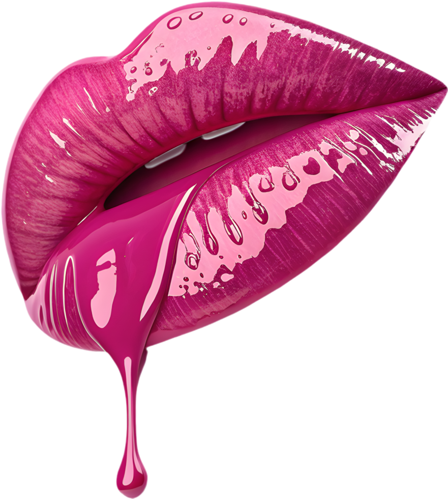 Romantic emotion flows from vibrant bleeding lip expression. . png