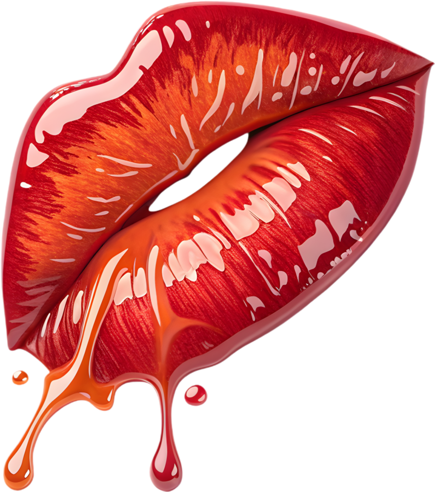 A colorful bleeding lip expresses deep romantic feelings. . png