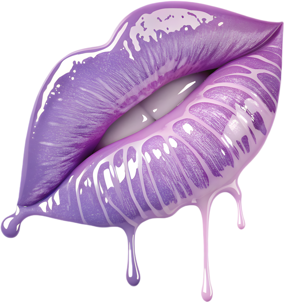 Romantic emotions flow through vibrant bleeding lip expression. . png