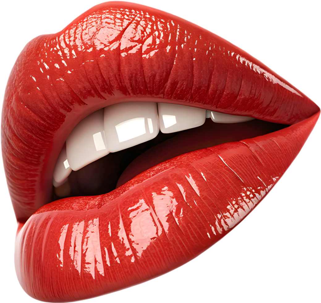 Emotions expressed through painted lips with artistic sensual colors. . png