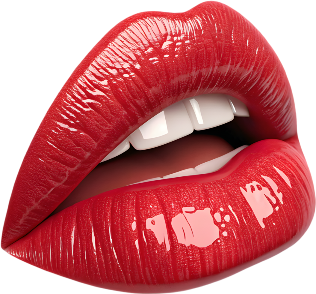 Sensual painted lips reflect emotions through artistic colorful expression. . png