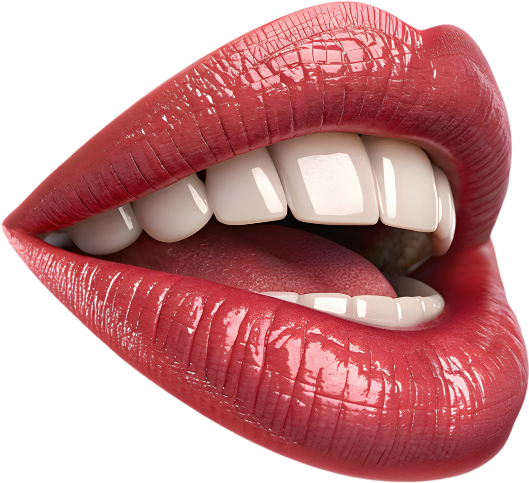 Painted lips reveal emotions through sensual, colorful artistry. . png