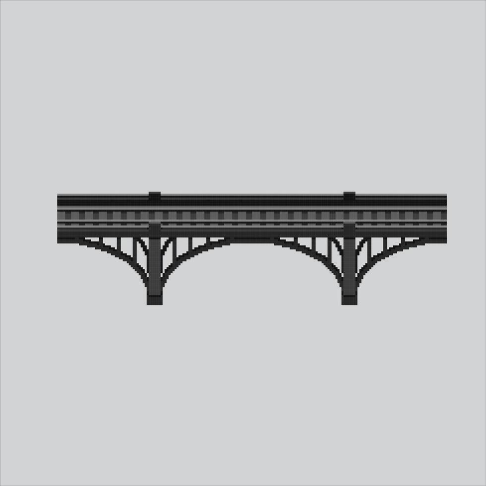 Pixel art illustration Train Bridge. Pixelated Railway Bridge. Train Railway Bridge icon pixelated for the pixel art game and icon for website and game. old school retro. vector