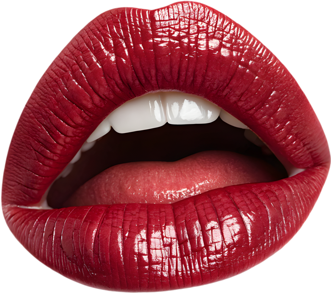 Sensual painted lips express emotions through vivid artistic colors. . png