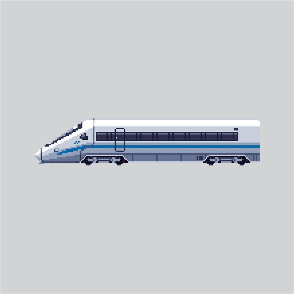 Pixel art illustration Modern Train Train. Pixelated High Speed Train. High Speed Fast Modern Train icon pixelated for the pixel art game and icon for website and game. old school retro. vector