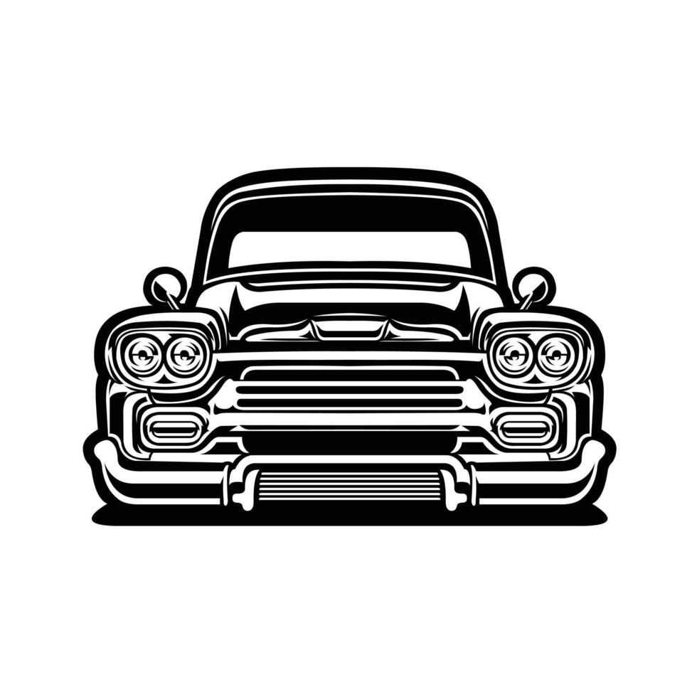 Vintage Classic Retro Farm Truck Front View Isolated vector