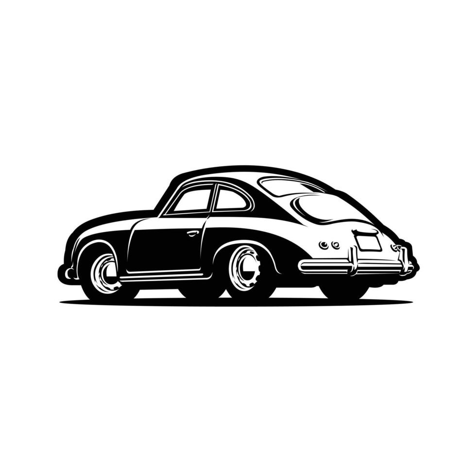 Rear View of Germany Vintage Sport Coupe Car. Classic Retro Car Monochrome vector