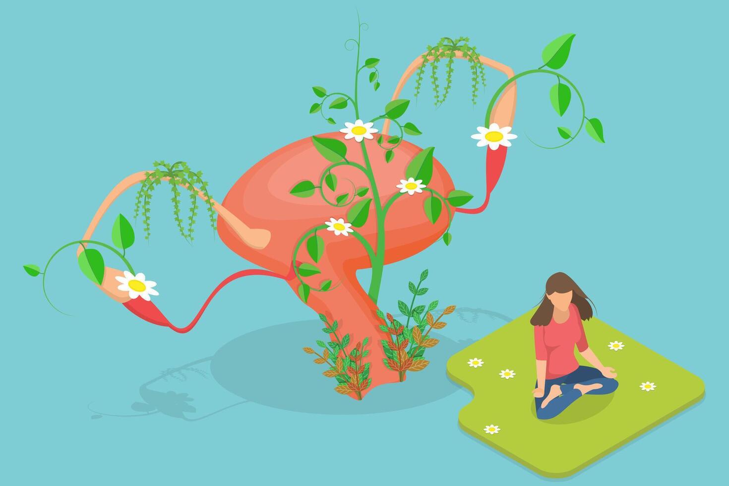 3D Isometric Flat Conceptual Illustration of Female Fertility vector