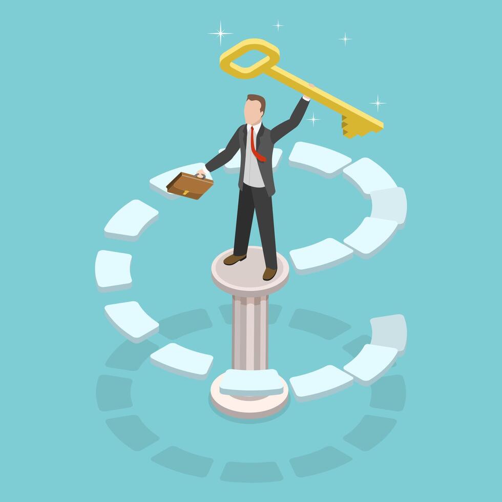 3D Isometric Flat Conceptual Illustration of Successful Entrepreneur vector