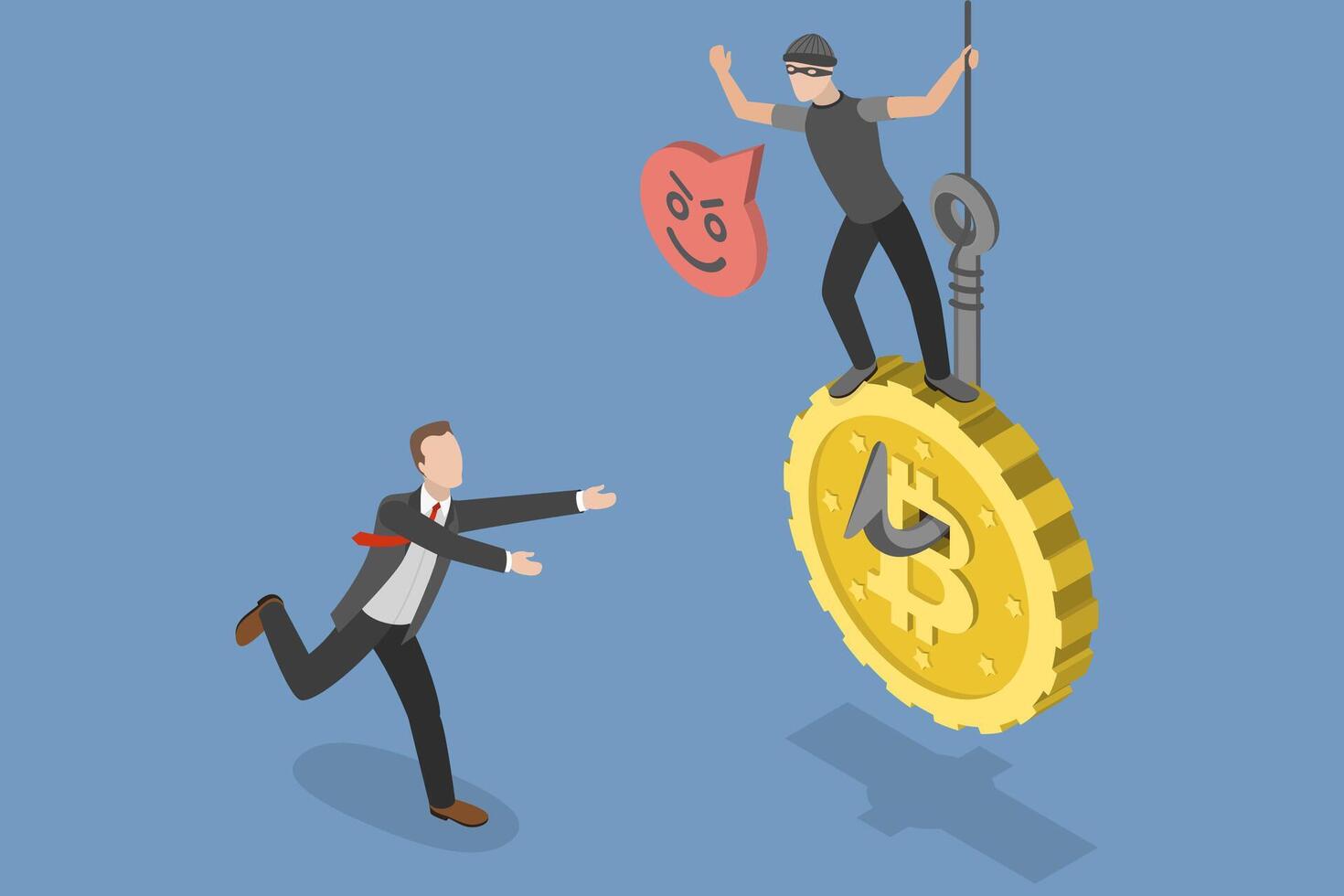 3D Isometric Flat Conceptual Illustration of Cryptocurrency Scams vector