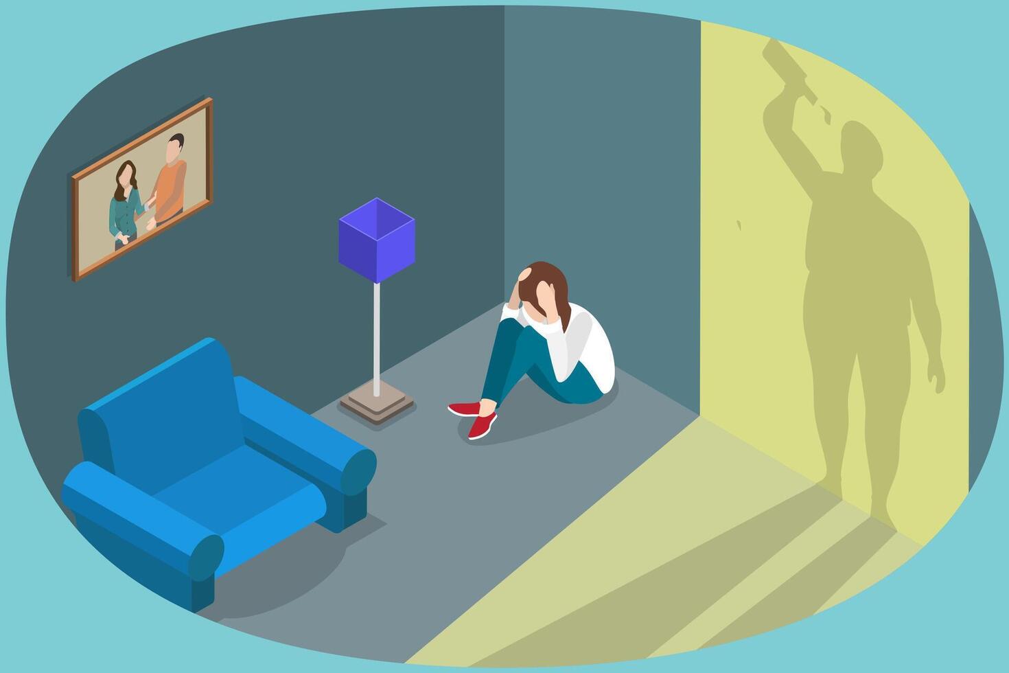 3D Isometric Flat Conceptual Illustration of Domestic Violence vector