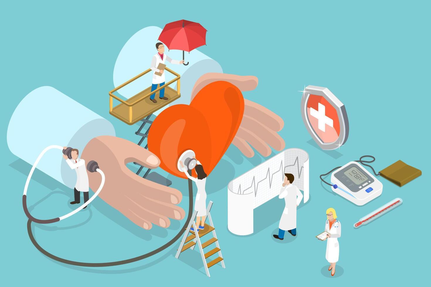 3D Isometric Flat Conceptual Illustration of Healthcare vector