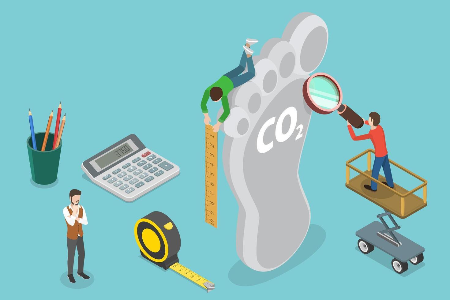 3D Isometric Flat Conceptual Illustration of Carbon Footprint vector