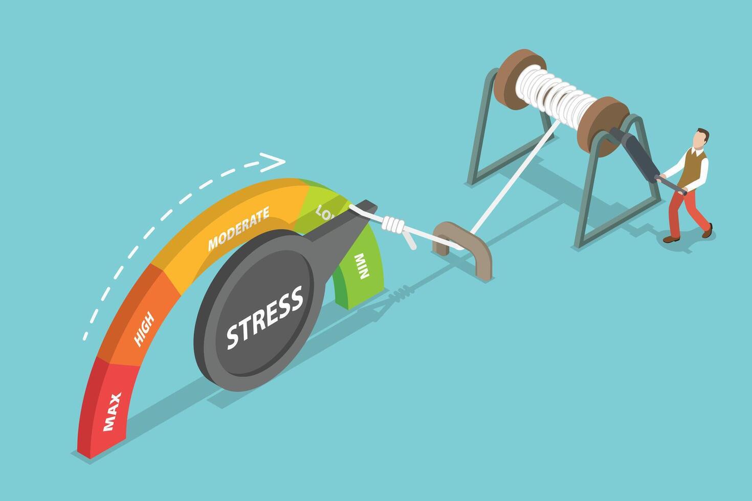 3D Isometric Flat Conceptual Illustration of Stress Management vector