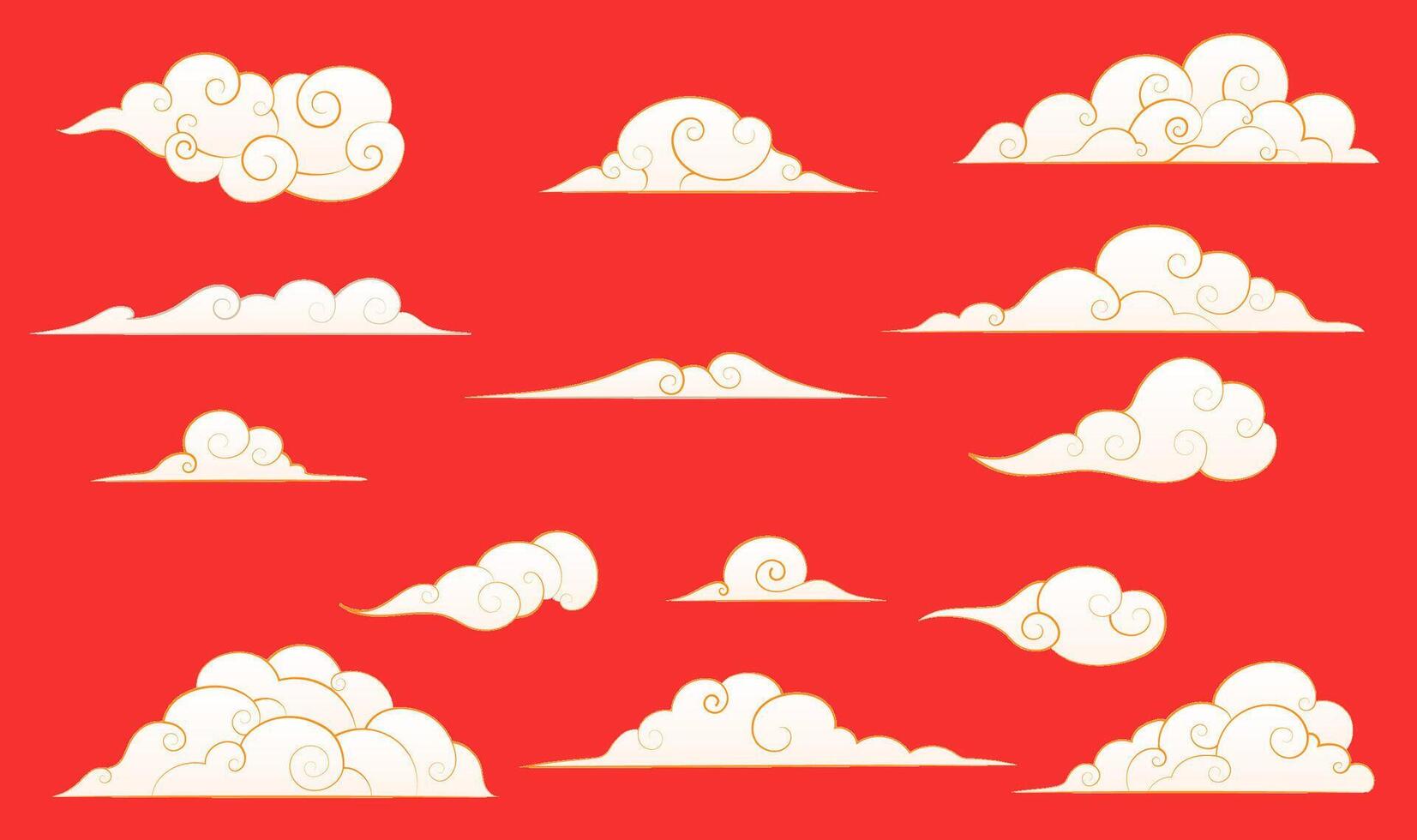 Collection of white Chinese moire material on a red background vector