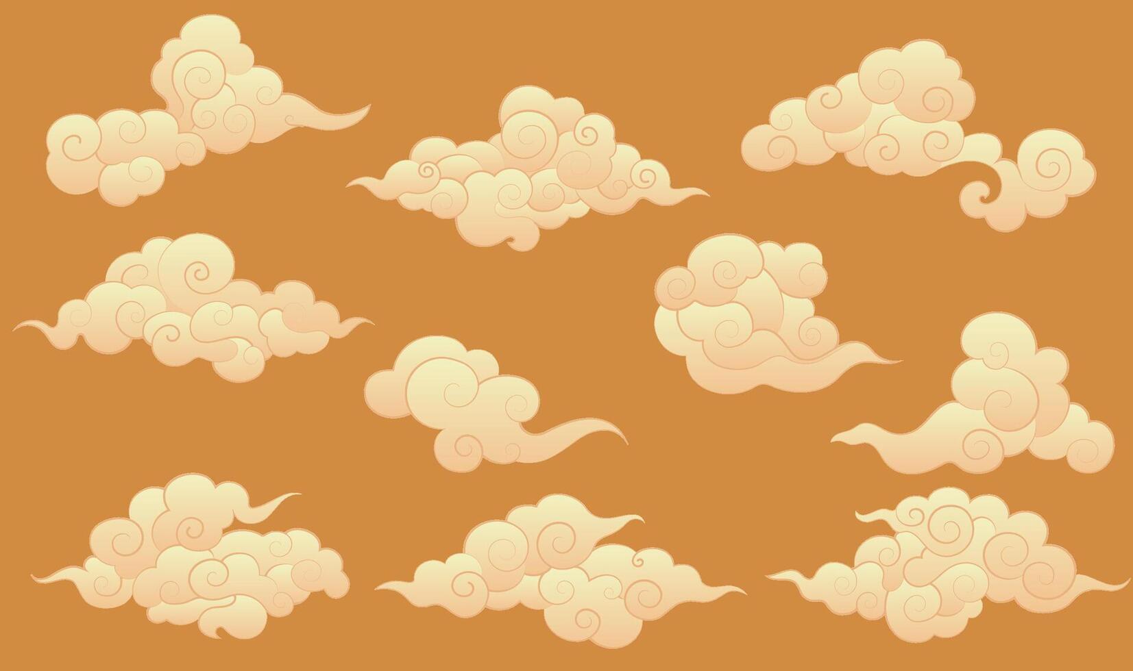Collection of yellow Chinese moire material on a yellow background vector
