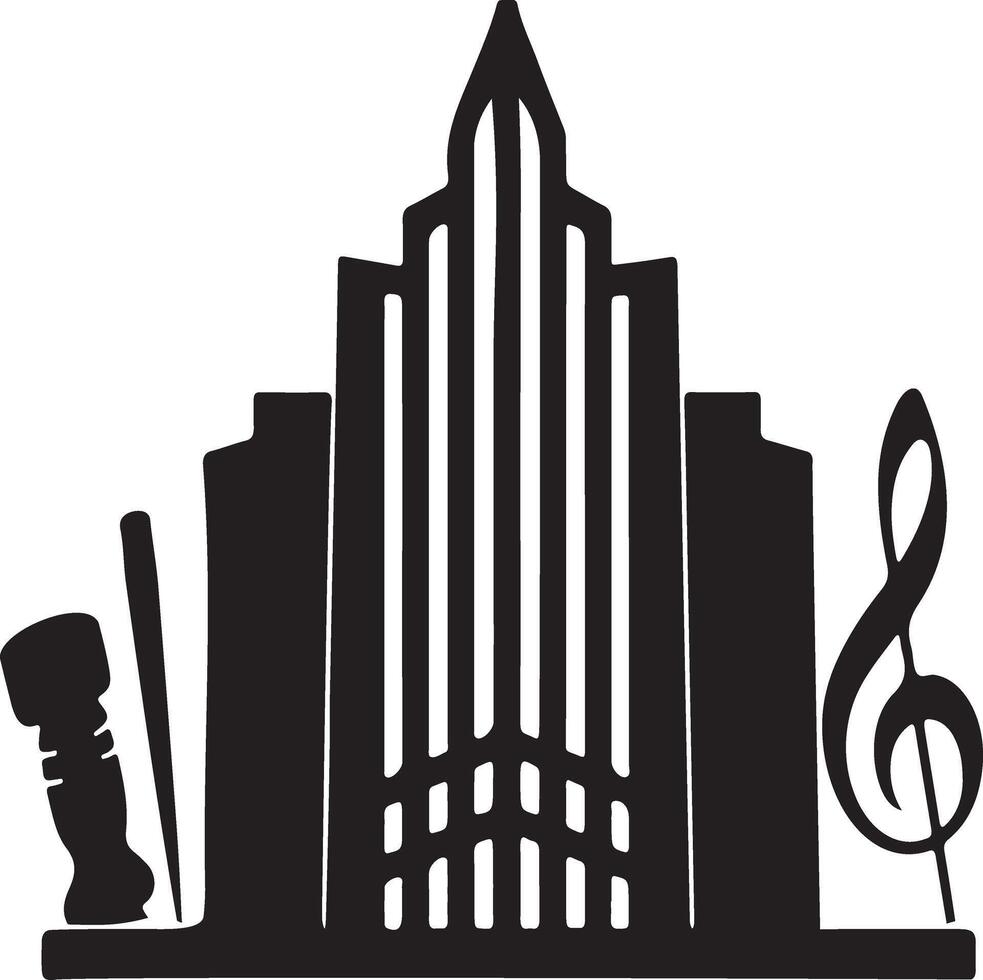 Modern minimalist architecture symbol featuring stylized building silhouette vector