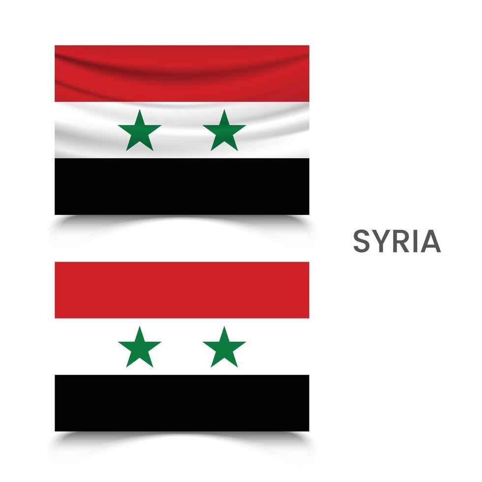 Flag of Syria in 3d and flat style vector