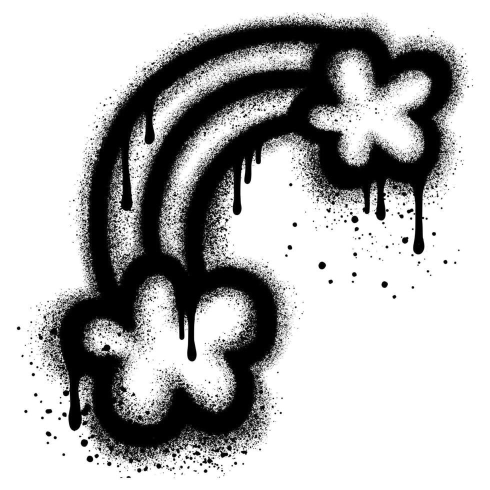 Graffiti rainbow icon with black Spray Paint isolated on white background. vector