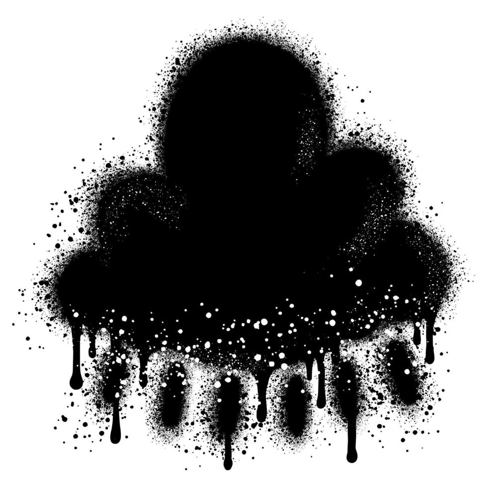 Spray Painted Graffiti cloud icon Sprayed. graffiti cloud icon with over spray in black over white. vector