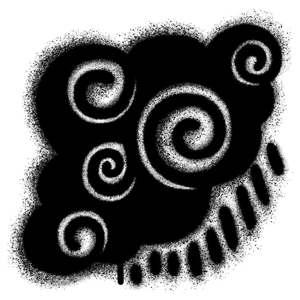 Cloud graffiti with black spray paint isolated with a white background. vector