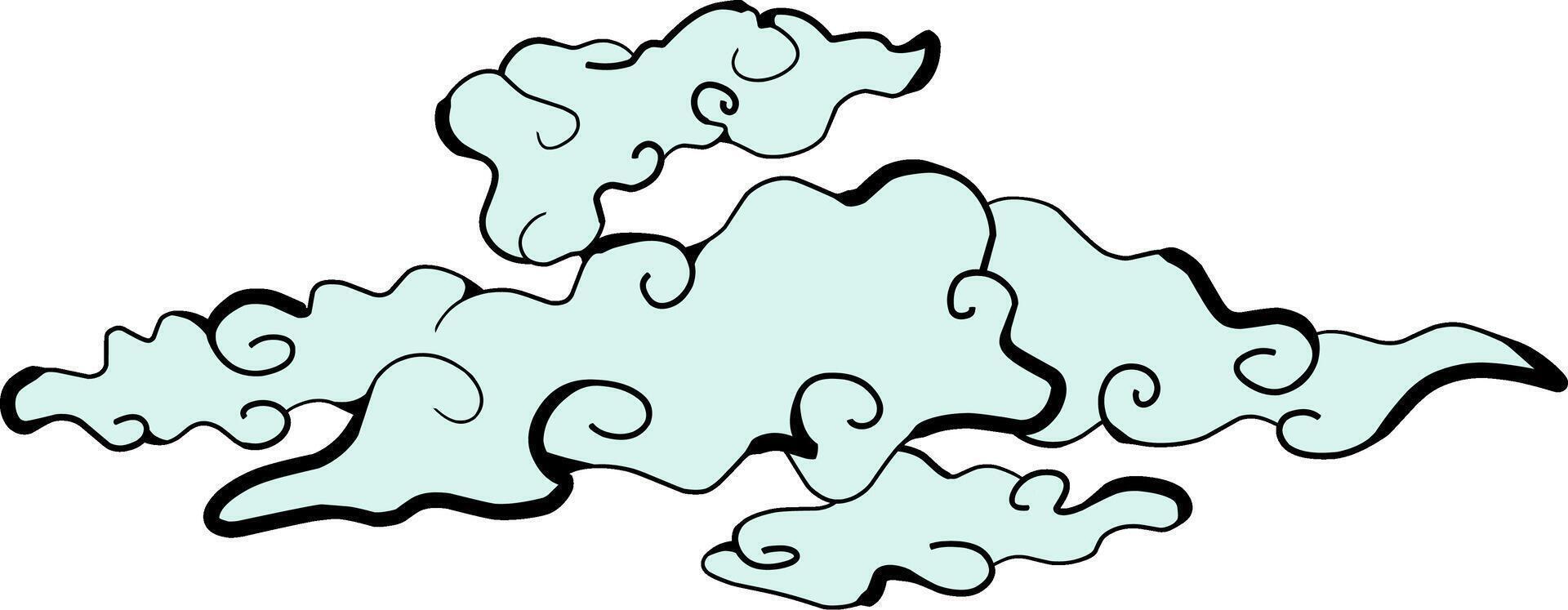 A simple illustration of a blue cloud with a black outline. vector