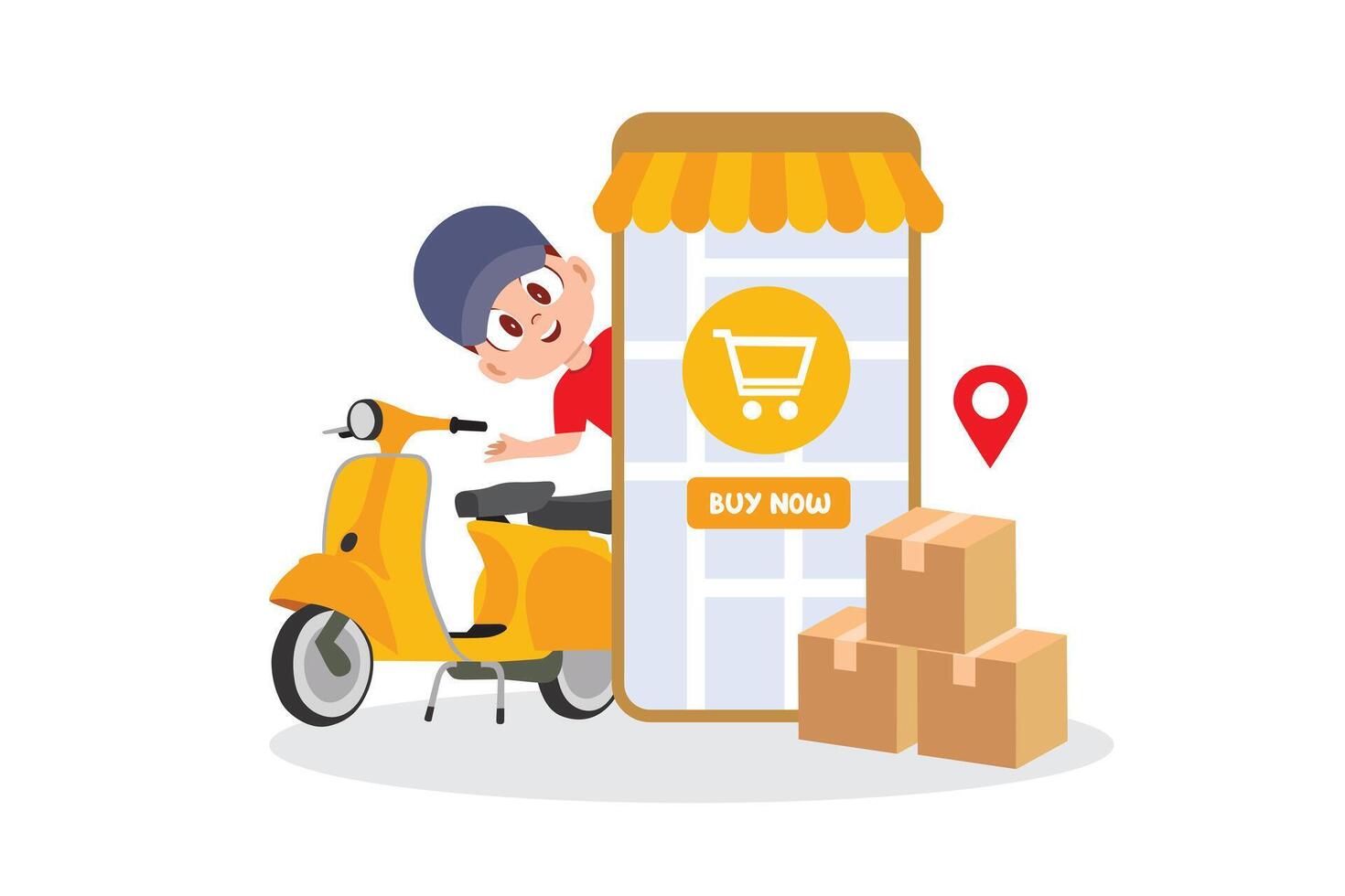 Online Shopping and Delivery Illustration vector