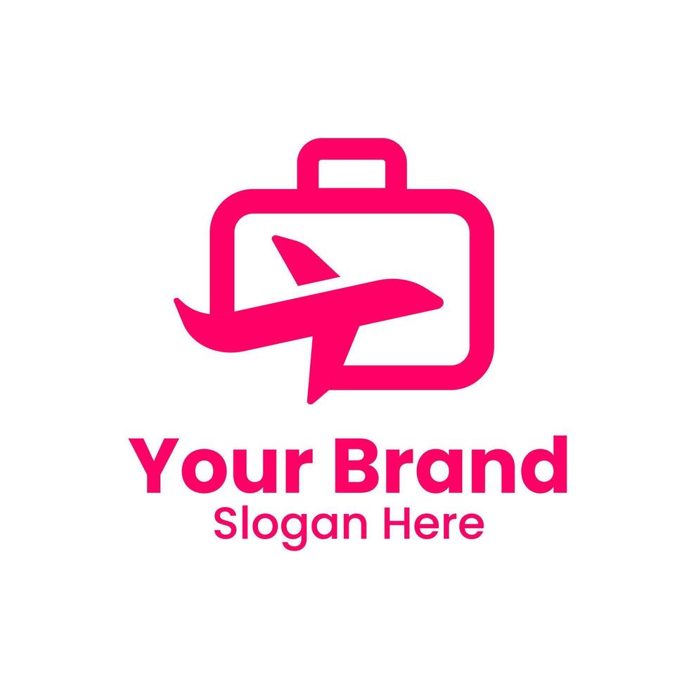 Abstract Airplane Logo With Suitcase Element vector