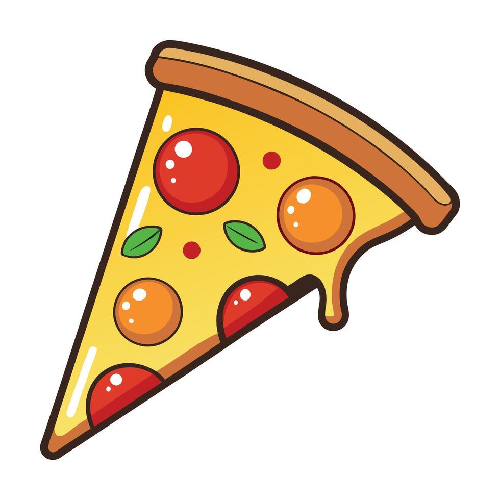 a slice of pizza with tomato and cheese on it vector