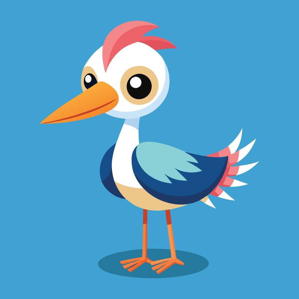 a cartoon bird with a red beak and blue feathers vector