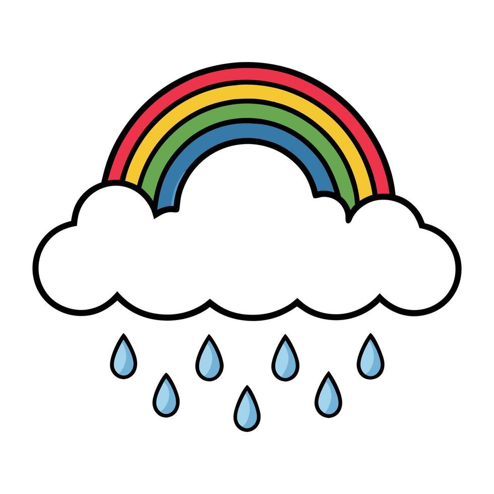 rainy cloud with rainbow llustration vector