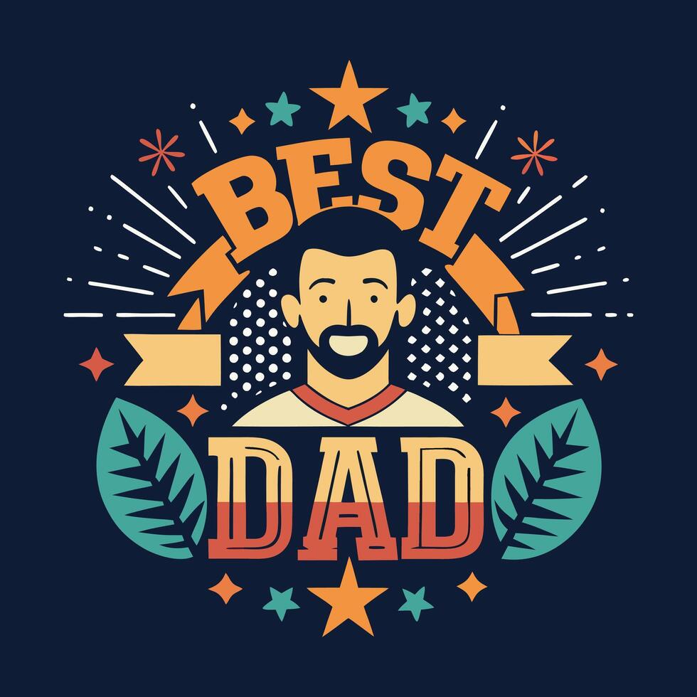 best dad t-shirt design with bearded man vector
