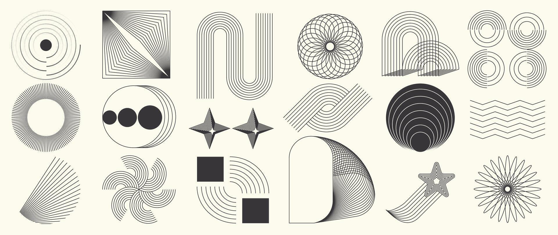 Abstract minimal element geometric line set. vector