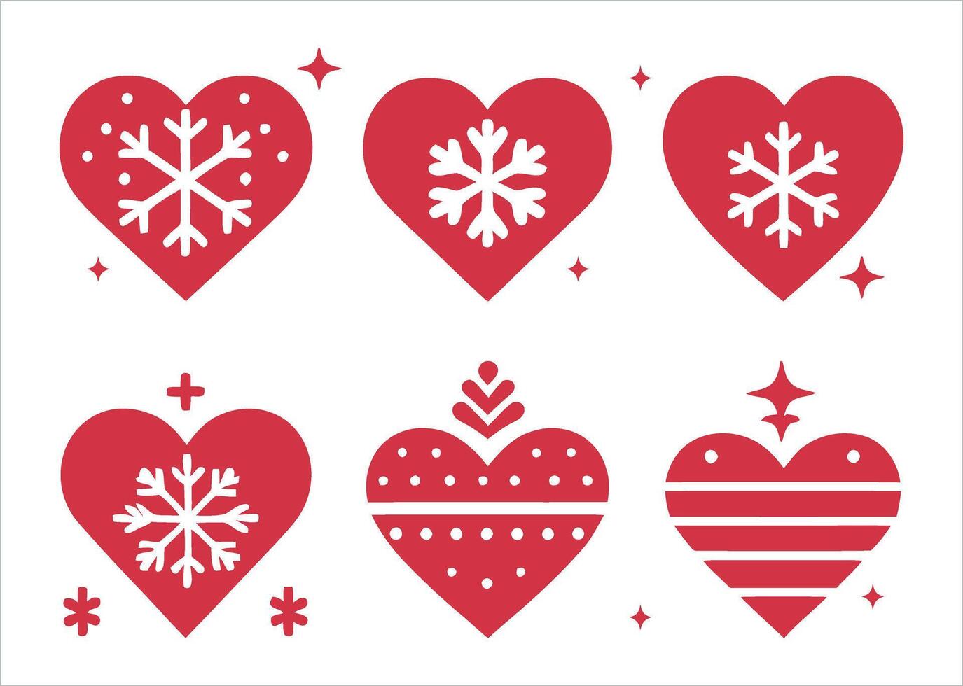 Christmas Heart Icons Set Illustration For Decoration vector
