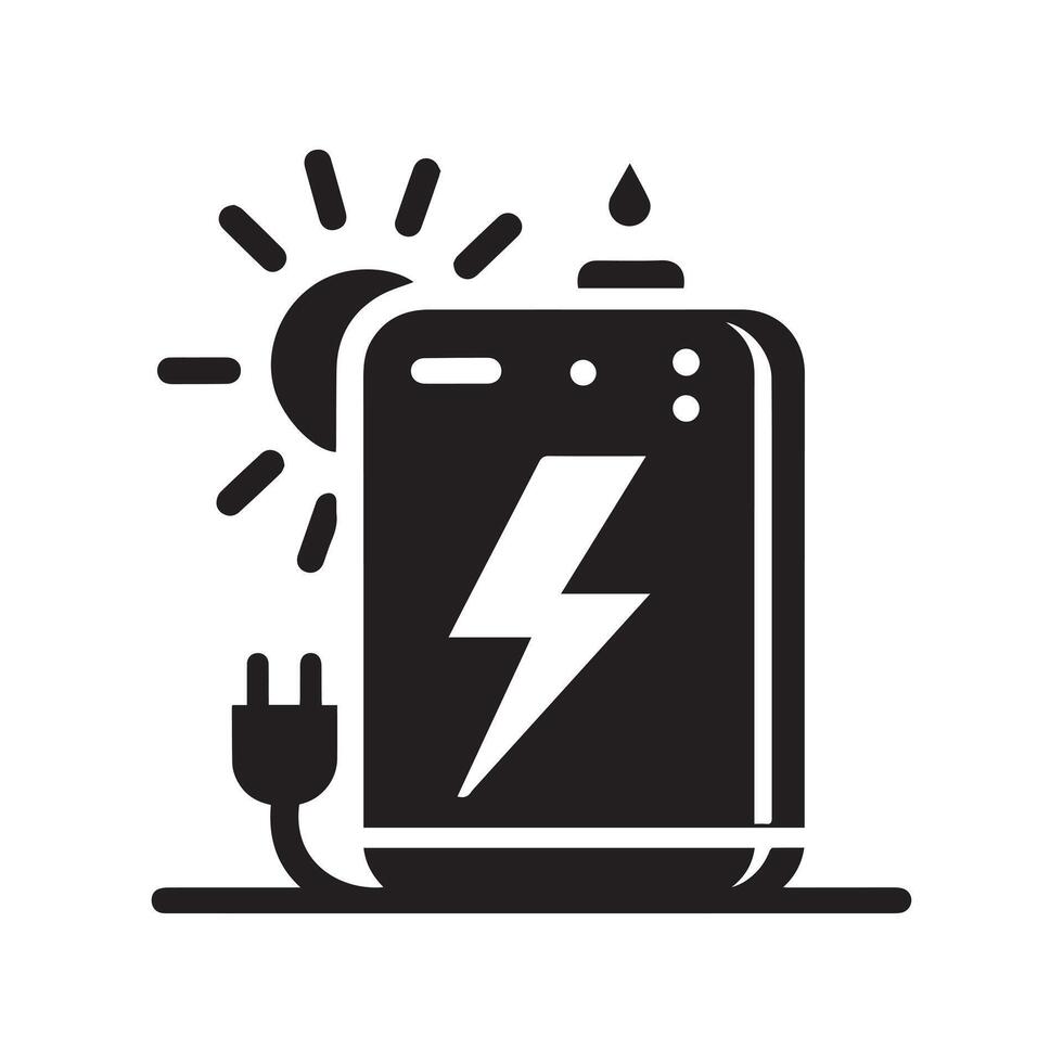 power bank icon with flat outline style vector