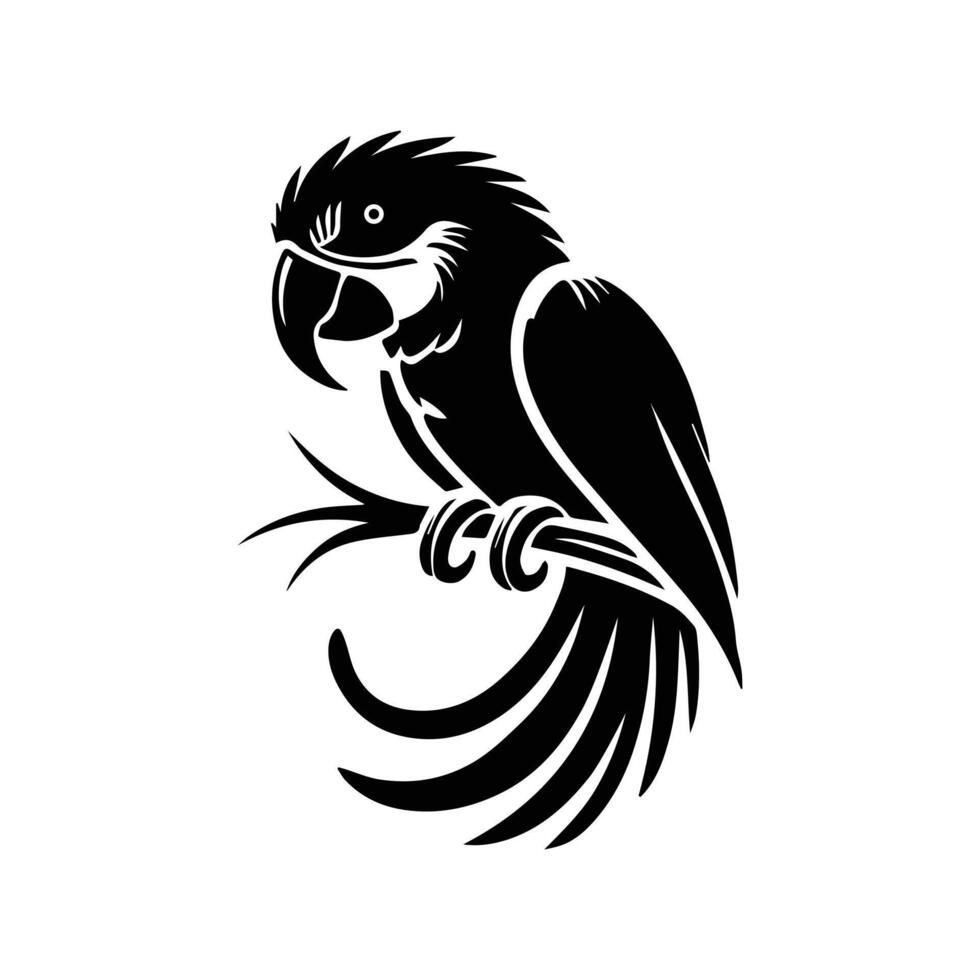 Hand drawn corella parrot outline. bird black ink drawing isolated on white background. Graphic animal illustration. vector