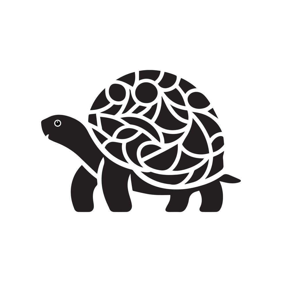 Aldabra Giant Tortoise Black Silhouette Desain vector