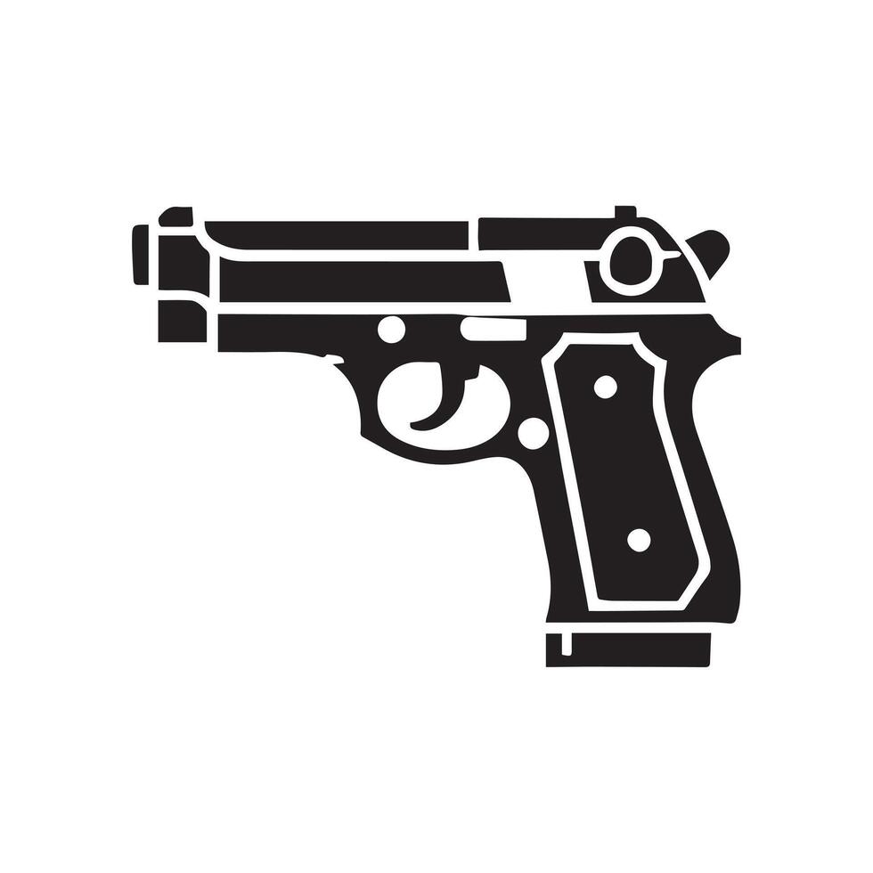 A Gun Black color silhouette . vector