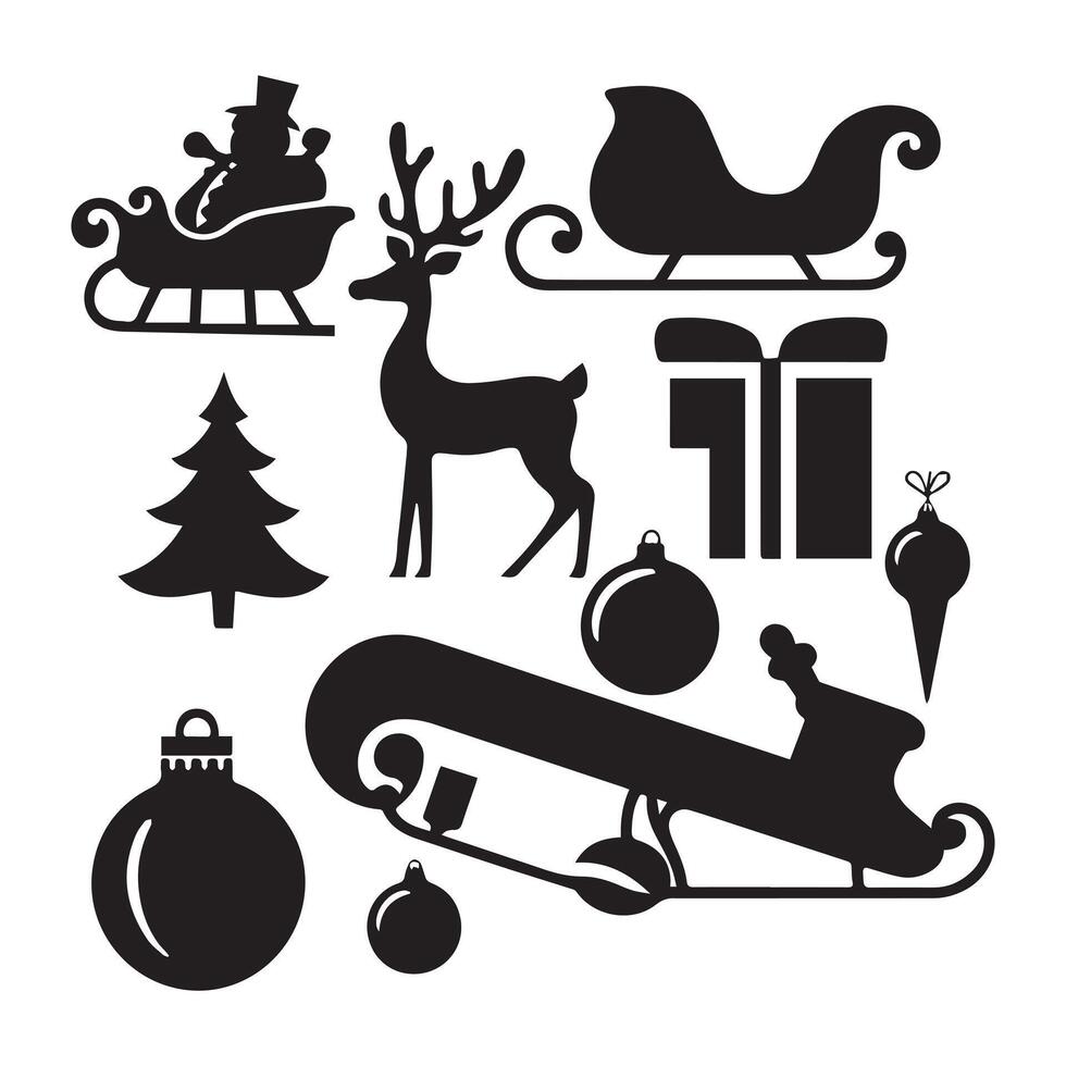 Christmas set of silhouettes for design on a white background, illustration vector