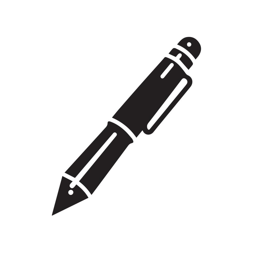 pen icon simple flat style, pictogram for ui or ux illustration, isolated on white vector