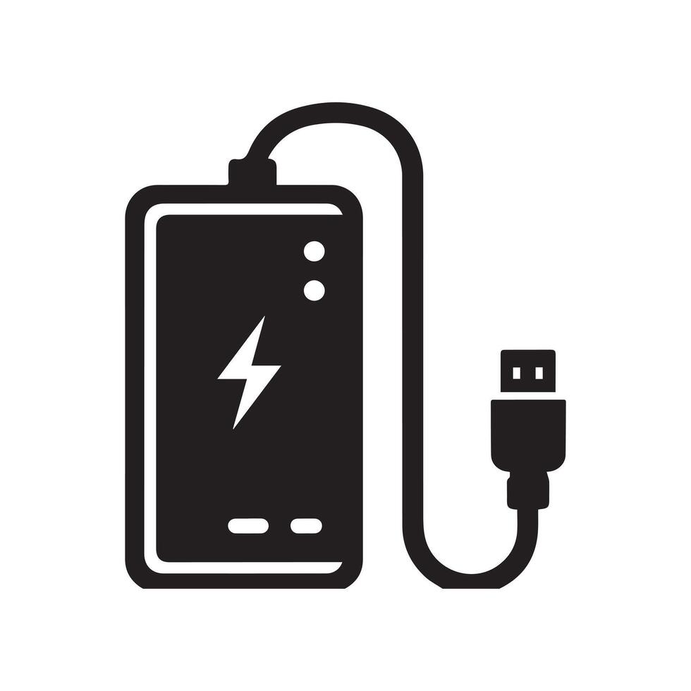 Power bank icon. outlined style. vector