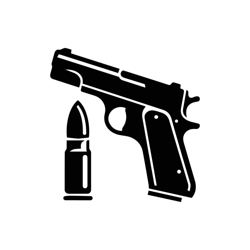 Original monochrome illustration of a gun battle vector