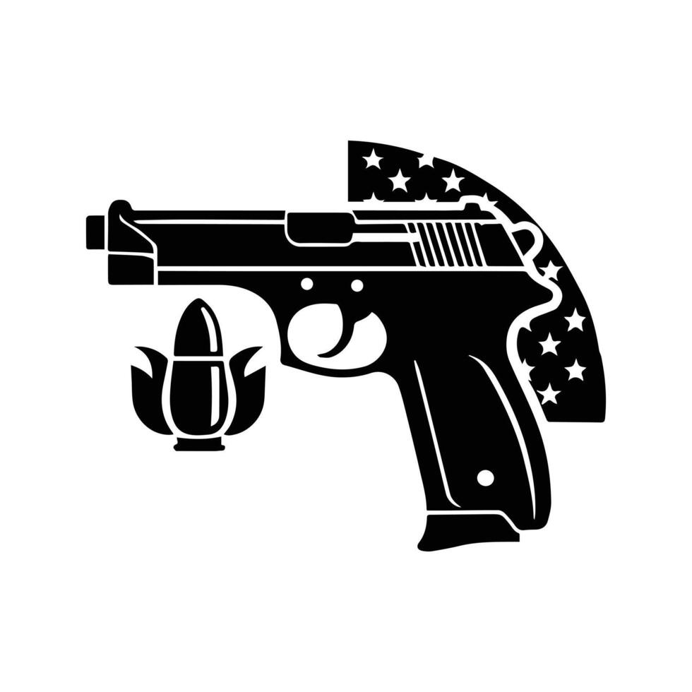 Silhouette of Gun Pistol for Logo, Pictogram, Website or Graphic Design Element. Illustration vector