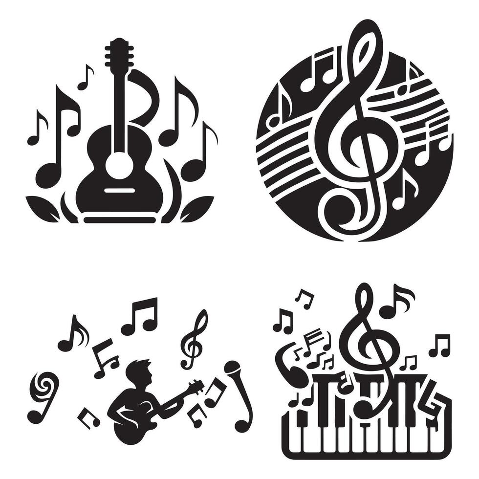Music notes icons set. illustration vector