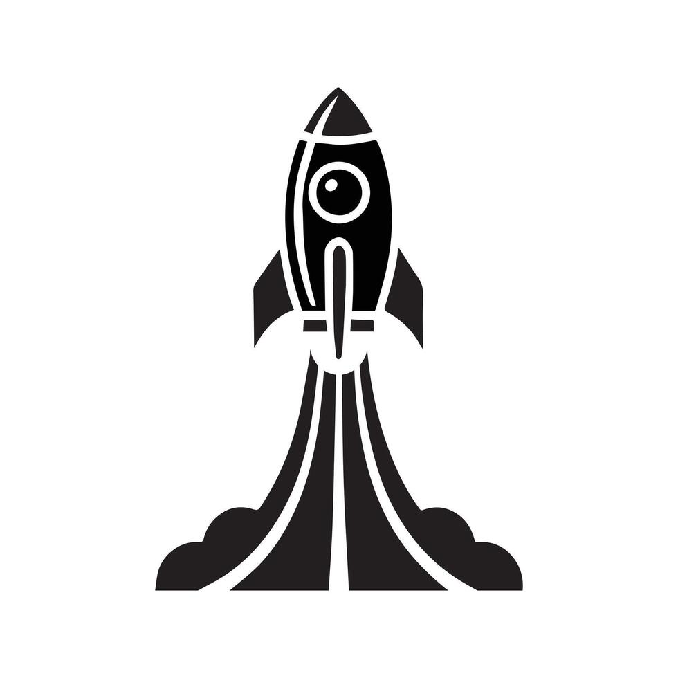 Rocket silhouette icon symbolizing innovation, progress, and exploration. Perfect for technology, space, startup, or science projects. EPS format ensures scalability. vector