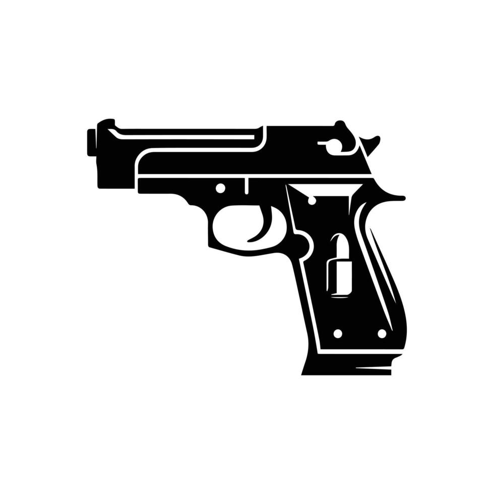 Gun Silhouette , Gun silhouette, simple black icon with shadow vector