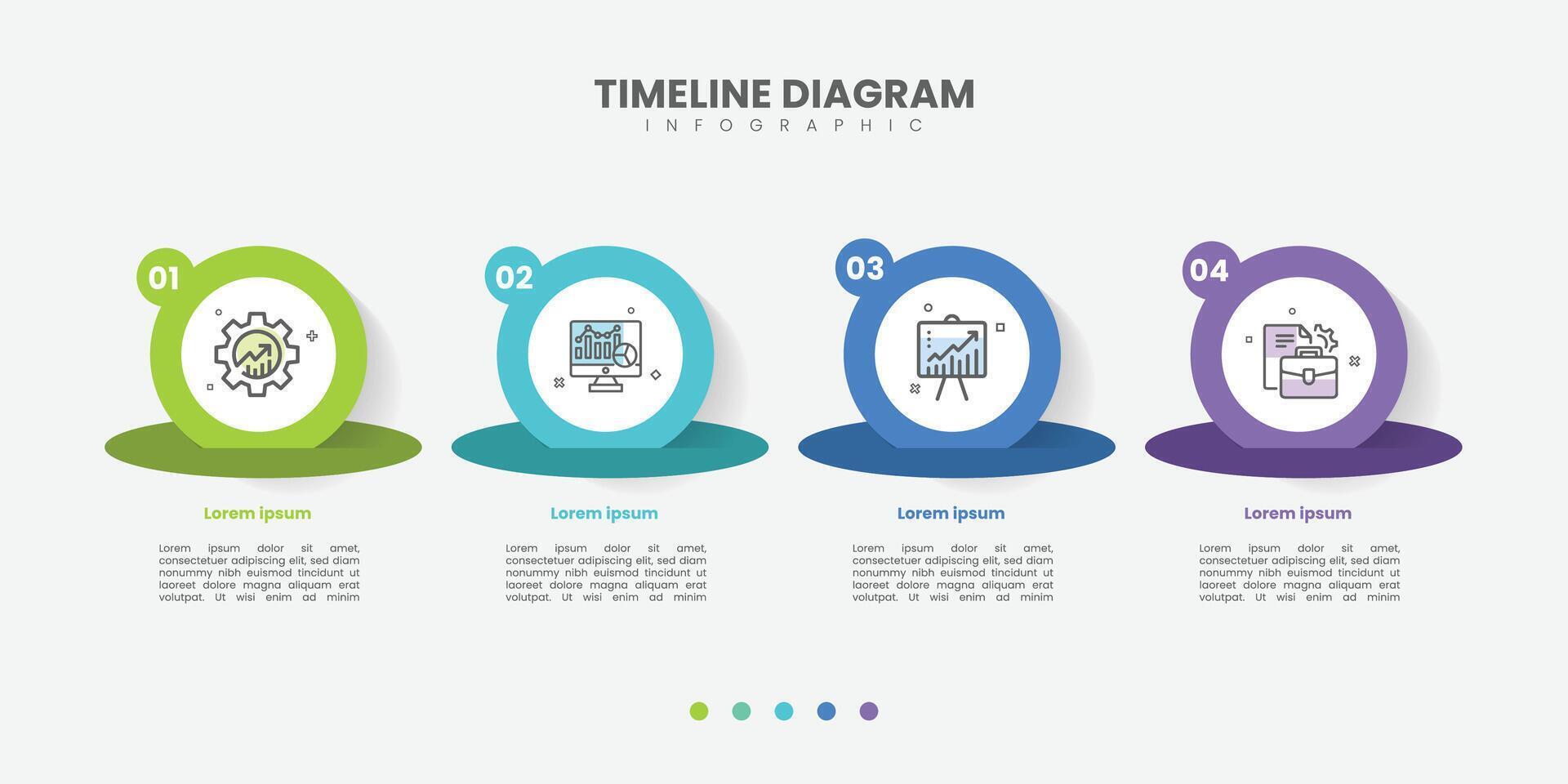Horizontal progress bar featuring 4 arrow shaped elements, symbolizing four six stages of business strategy and progression. Clean timeline infographic design template vector