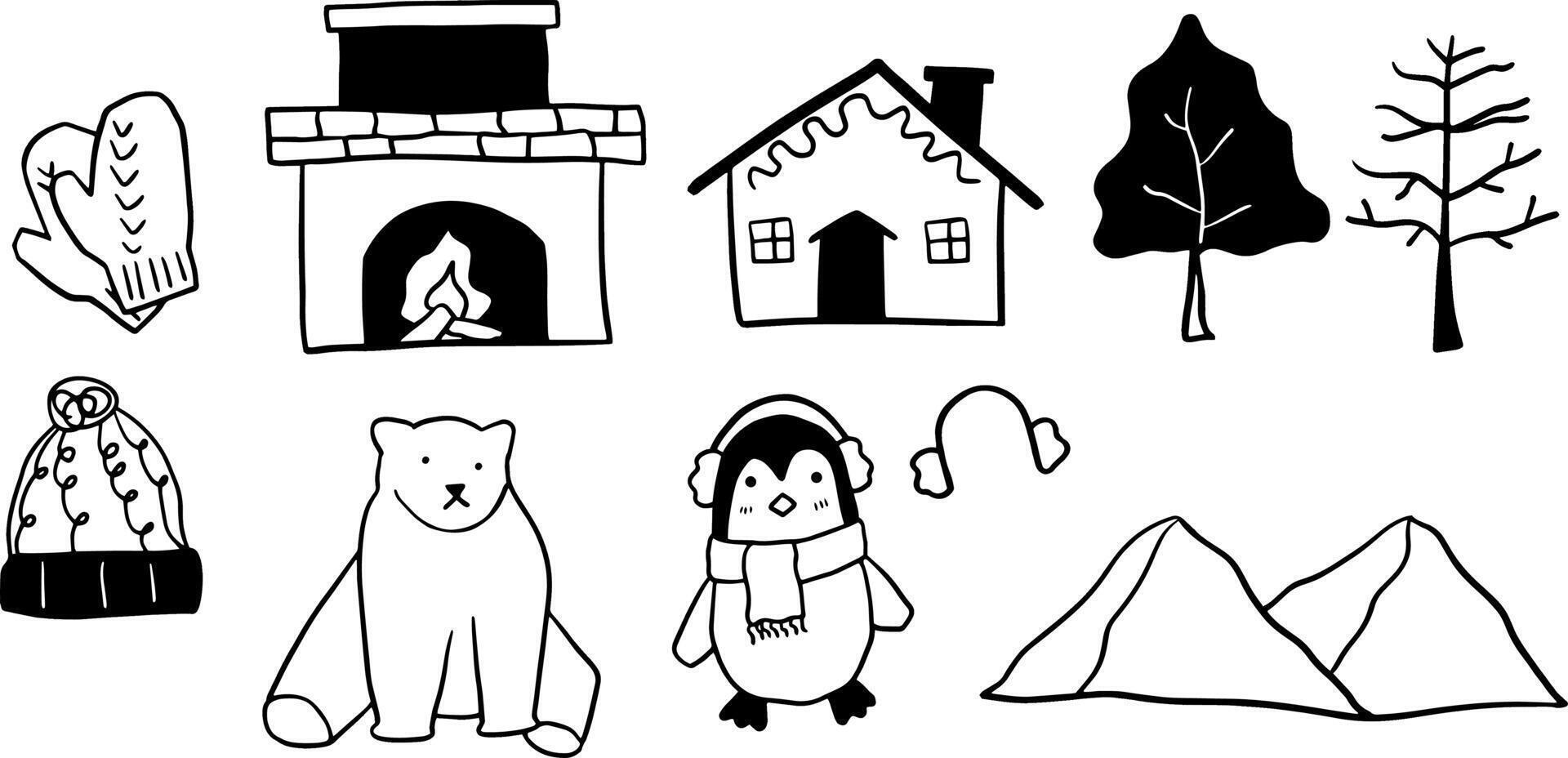 Minimal Winter Illustration Pack for Holiday Design Themes vector