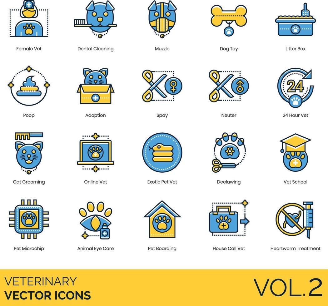 Veterinary icons set, vol 2 vector